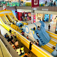 Parc de trampolines gonflable AOYU avec château gonflable à double toboggan, toboggan sec, équipement de divertissement extérieur pour enfants et adultes