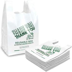 Bolsas de Agradecimiento Biodegradables de PE/PP para Compras, con Asas, Resistentes, Reutilizables, para Empaquetar, Comida para Llevar, Restaurantes, Pequeñas Empresas - Product Image 1