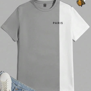 Men's casual knitted letter-print <b>patchwork</b> raglan short-sleeved T-<b>shirt</b>, source factory, customization available.F10 - Product Image 1