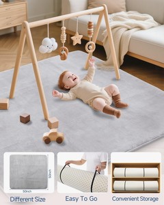 Tapis de jeu pour bébé en velours corail ultra doux, antidérapant, avec fond en mousse épaisse, 50x50, tapis de parc pour bébé, rembourré pour nourrissons, enfants et tout-petits - Product Image 6