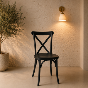 Resin Ergonomic Modern <b>Stackable</b> <b>Dining</b> <b>Chair</b> with Backrest Crossback Black for Home Office Home Bar Warehouse & Hotel - Product Image 1