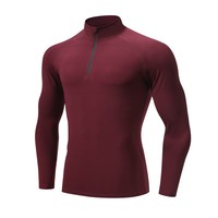 Printemps Automne Hommes Col Haut Sports Fitness Wear Basketball Running Jacket High Elastic Cross-border Half Zipper Long Sleeve