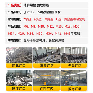 Wanqian Fasteners M20 Anchor Bolts Metric Thread Customizable Concrete Anchors - Product Image 4