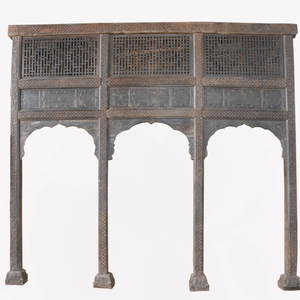 Artisanat Haswani, arche à trois portes en bois sculptée à la main, design royal vintage antique - Product Image 1