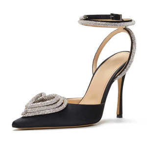 Tacones Altos de Cristal con Forma de Corazón y Pedrería para Mujer, de Alta Calidad, Modernos, con Punta Cubierta, Talla Grande - Product Image 3