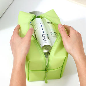 Sac de maquillage Beilian, étui cosmétique imperméable en PVC, sac de rangement de voyage, sac fourre-tout tendance rose et blanc style Ins - Product Image 4