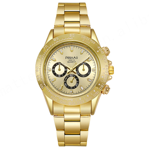 Nueva llegada de los hombres de lujo de acero inoxidable relojes de oro verde esfera analógica pantalla deporte y estilos de moda 20mm ancho de banda reloj - Product Image 4