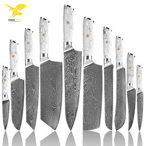 Juego de 10 Cuchillos de Cocina KEENHOPE de Impresionante Acero de Damasco AUS-10 de 67 Capas con Mango de Piedra Turquesa Blanca - Product Image 1