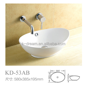 Lavabo en céramique plaqué or de haute qualité KD-10GBB pour hôtel, lavabo de salle à manger en forme de lune dorée - Product Image 4