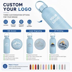 กระติกน้ำสุญญากาศสแตนเลสแบบมีหูหิ้ว ขนาด 350 มล. 500 มล. 750 มล. 1000 มล.  พ่นสียางนุ่ม  สำหรับออกกำลังกายและเล่นกีฬา  พร้อมโลโก้สั่งทำได้ - Product Image 5