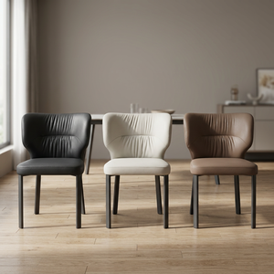 Silla Moderna de Piel Sintética para Sala de Estar, Respaldo Sólido, Patas de Metal, Diseño Ergonómico, Estilo Minimalista, Muebles para el Hogar - Product Image 2