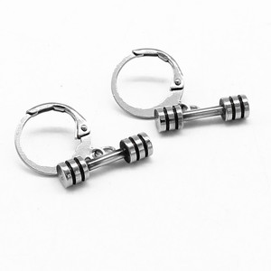 Boucles d'oreilles en forme d'haltères yunnique, en acier inoxydable, bijoux de fitness unisexes, cadeau, design géométrique GZYE-EC0002 - Product Image 1