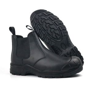 Bottes de sécurité <span class=keywords><strong>Chelsea</strong></span> en cuir imperméable sans lacets, respirantes, noires, pour hommes, avec embout en acier, bottes de travail imperméables - Product Image 4