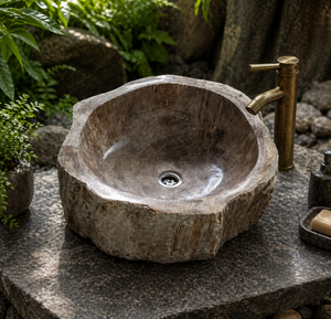 Natural Stone Hand Wash <b>Basin</b> and Sink Oval Traditional Design Easy Clean Dark Grey Custom Size for Bathroom & Kitchen - Product Image 1