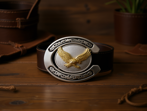 Fibbia per Cintura a Ferro di Cavallo 5.0cm Placcata in Argento e Oro Stile Vintage - Product Image 2