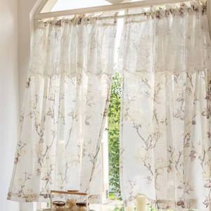 Moderna stampa digitale floreale in poliestere Look tessuto volant elegante tenda trasparente con tessuto tecnizie all'ingrosso formato corda - Product Image 5