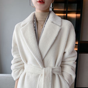 الجملة عالية الجودة بيرو الألبكة الشعر الشتاء سماكة الدفء أفخم أوروبا وأمريكا شعبية طويلة معطف من قماش الكشمير - Product Image 4