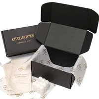 Boîtes cadeaux pliables en carton kraft recyclables et biodégradables, noires, pour l'expédition de cosmétiques, en carton ondulé, avec design gratuit
