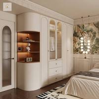 Armoires XINGRUO, meubles de chambre à coucher, armoire, placard, armoire en laiton avec portes cintrées et étagères LED pour la maison