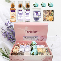 Coffret cadeau spa lavande pour femme-Lotion corporelle, sel de bain, huile essentielle, fleur de savon et bougie parfumée Relaxant Home Care