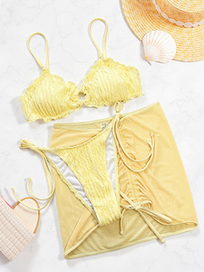 RUIQUWIN 2026 Nouveau Bikini Sexy Trois Pièces Couleur Unie String Bikini Séchage Rapide Respirant Écologique Maillot de Bain Avant - Product Image 2