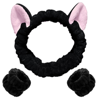 Ensemble de bandeaux en peluche oreilles de lapin 3D avec bracelets, bandeau doux et mignon en forme d'animal pour le lavage du visage, le maquillage, le spa, les soins de la peau, cadeau pour enfants