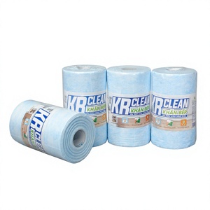 Papier essuie-tout de cuisine KR CLEAN, haute absorption, en pâte recyclée, pliage simple, 1 pli, jetable, couleur bleue, pour usage domestique - Product Image 1