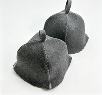 Lot de 2 chapeaux de sauna en feutre de laine uni, couleur grise, coutures en zigzag, résistants à la chaleur, unisexes, accessoires pour sauna et hammam