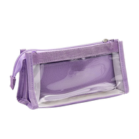 Étui à crayons transparent mignon en PVC avec fermeture éclair pour le rangement des crayons, étui portable pour fournitures de bureau pour adultes