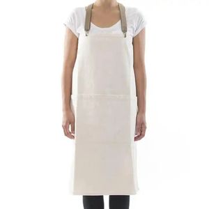 Delantal de chef caqui personalizado, estampado de moda, algodón, lino, cocina, <span class=keywords><strong>servidor</strong></span>, babero, logotipo bordado, uso personalizado para limpieza - Product Image 3