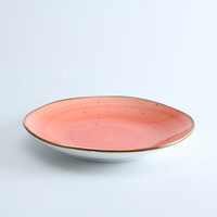 Service de table en porcelaine turque rustique émaillée corail de style vintage, ensemble de bols, de tasses et d'assiettes, vaisselle en céramique pour restaurant