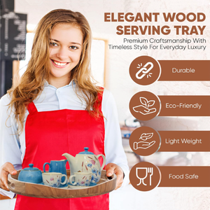 Bandeja Ovalada de Madera de Acacia con Asa, Plato Multiusos <span class=keywords><strong>para</strong></span> Frutas, Bocadillos, Desayuno en la Cama - Product Image 3