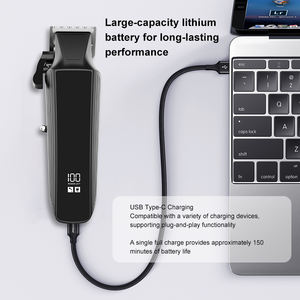 Recortadora de pelo de peluquero eléctrica recargable, potente tipo C con batería de litio USB, para uso doméstico, en coche y Hotel, por un lado, por el otro - Product Image 5