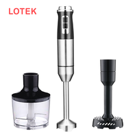 Mixeur Plongeant Électrique Multifonctionnel avec Commande par Bouton Poussoir, Lames en Acier Inoxydable, 21 Vitesses Variables