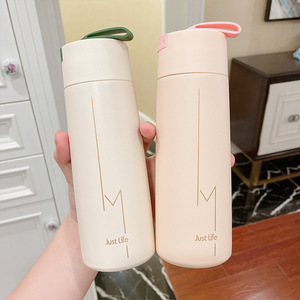 For Drinkware 350ml Double Wall Stainless Steel Kids' Water <b>Bottle</b> Rubber Handle Japandi Design Thermal Back School - Product Image 3