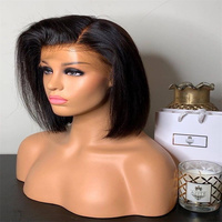 Perruque Lace Frontale Courte Bob Droite Double Drawn en Gros, 100% Cheveux Humains Vietnamiens, Sans Colle, Dentelle HD, Pour Femmes