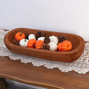 Ciotola di pasta in legno per arredamento 23.75 lx11.25w pollici grande ciotola TrayHand intagliato rustico, ciotola <span class=keywords><strong>lunga</strong></span> in legno per la casa arredamento tavolo centrotavola - Product Image 1