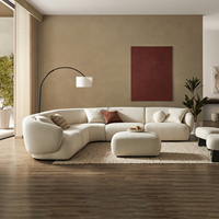 Canapé modulaire en tissu performant en forme de L FERLY avec ottoman, meubles de salon reconfigurables