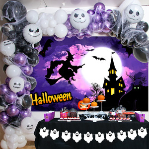 Vente en gros de ballons de <span class=keywords><strong>film</strong></span> d'aluminium sorcière araignée d'Halloween ensembles de ballons ronds en latex noir violet de 10 pouces pour la fête d'Halloween - Product Image 2