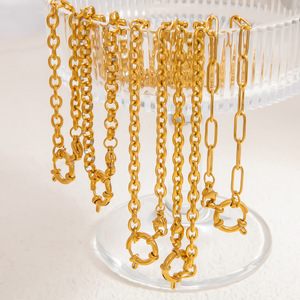 Cadena de collar de acero inoxidable chapada en oro de 18 quilates con cierre de resorte para accesorios de joyería DIY, origen Yiwu, material de aleación de zinc. - Product Image 2