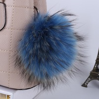 Luxury13cm pompon porte-clés sac pendentif à breloque boule de fourrure de raton laveur accessoires en peluche voiture boule de fourrure porte-clés