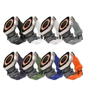 Smartwatch Magnetic Silicone Bands For Apple Watch Ultra/Ultra2Band 49mm For Men Metal Button