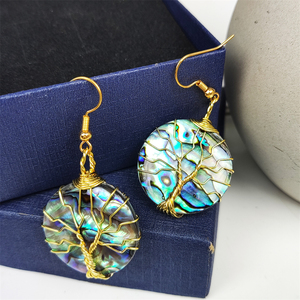 Usine Vente Directe Naturel Abalone Shell Géométrique Boucles D'oreilles Blanc Vadrouille Shell Lune Ovale Rond Pendentif Or Boucles D'oreilles Bijoux Femmes - Product Image 3