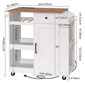 Isla de Cocina Rodante Moderna SENYU con Superficie de PB/MDF de 41 Pulgadas, Carrito Móvil con Estantes y Gabinete Ajustables - Product Image 3