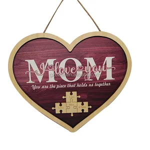 wooden signs funny plaques gift items Personalized Mom Heart Puzzle Plaque Mother's Day Gift