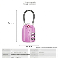 Cadenas à câble en acier TSA554 durable à 3 chiffres réinitialisable, en alliage de zinc, avec combinaison TSA pour sac à dos, sac de voyage et valise