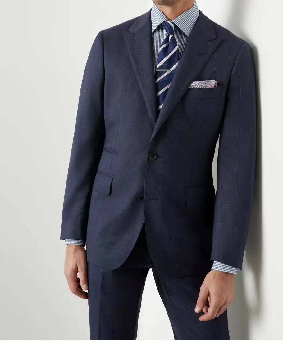 100% wool Italian fabric Business Men Suits 2 Pieces OEM Suits Slim Fit Set for Men Latest Design Brand Quality