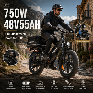 Bicicleta Eléctrica de Carga D55 con Neumáticos Gruesos de 20 Pulgadas, 48V55Ah 750W E-MTB, 240km de Autonomía, Cuadro de Aluminio, Bicicleta de Reparto OEM Personalizada - Product Image 1