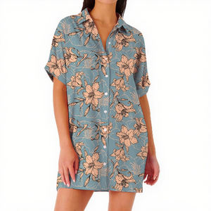 Impressão personalizada Roupas Femininas Praia Casual Polynesain Tribal <span class=keywords><strong>Floral</strong></span> Impresso Vestidos Vestido De Camisa Das Mulheres Da Ilha Havaiana - Product Image 3