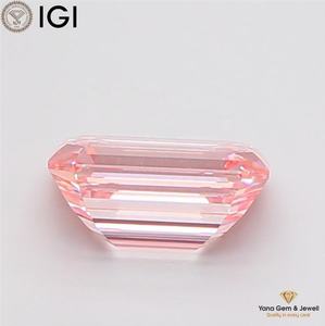 Diamant de 3,00 carats avec certificat IGI, couleur rose vif fantaisie, clarté VS2, diamant de laboratoire cultivé en CVD, taille émeraude, pour collier solitaire - Product Image 4